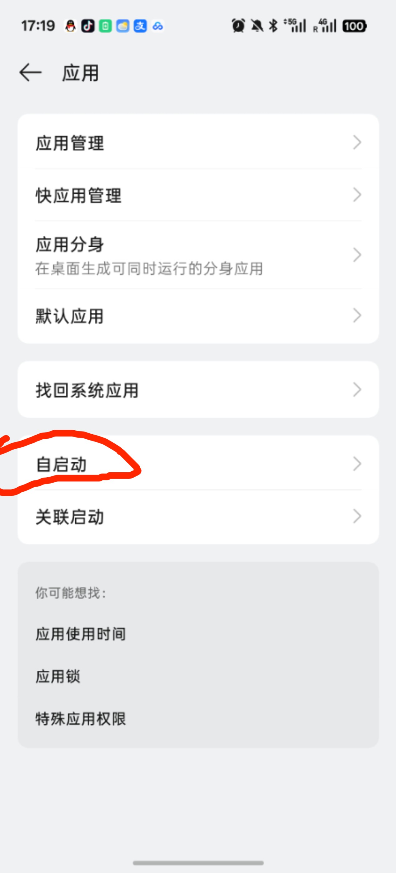 点击自启动选项